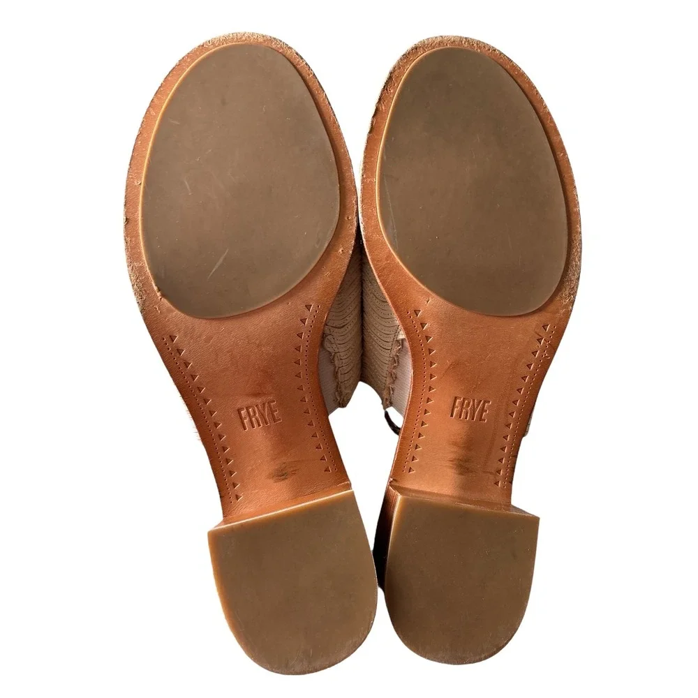 Frye Cindy Wave Mules, Off-White Leather Slip Ons, Size 6.5